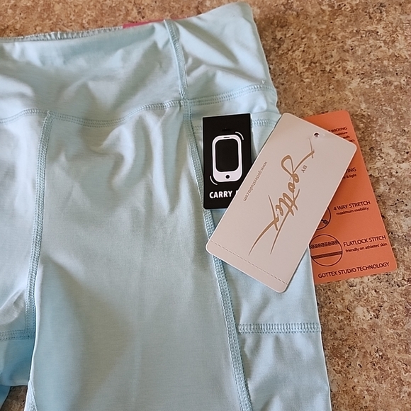 GOTTEX Yoga Pants ankle length legging M aqua heather NWT - Picture 2 of 3